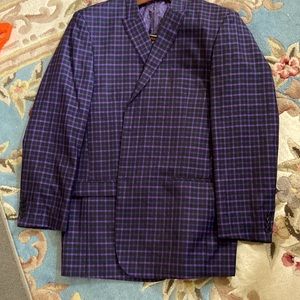 Stacy Adams gold collection purple plaid jacket